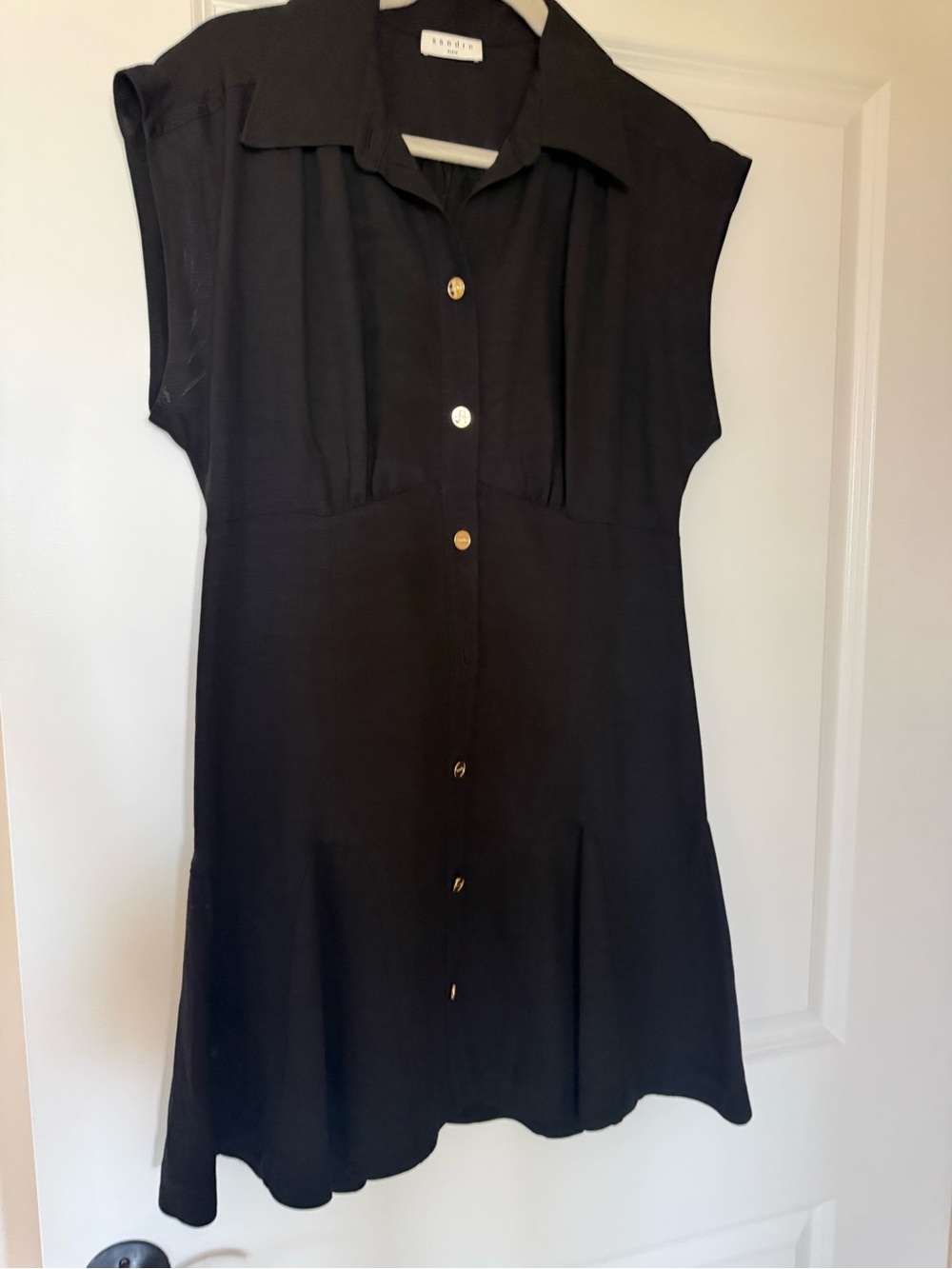 Sandro Black Dress with Gold Buttons